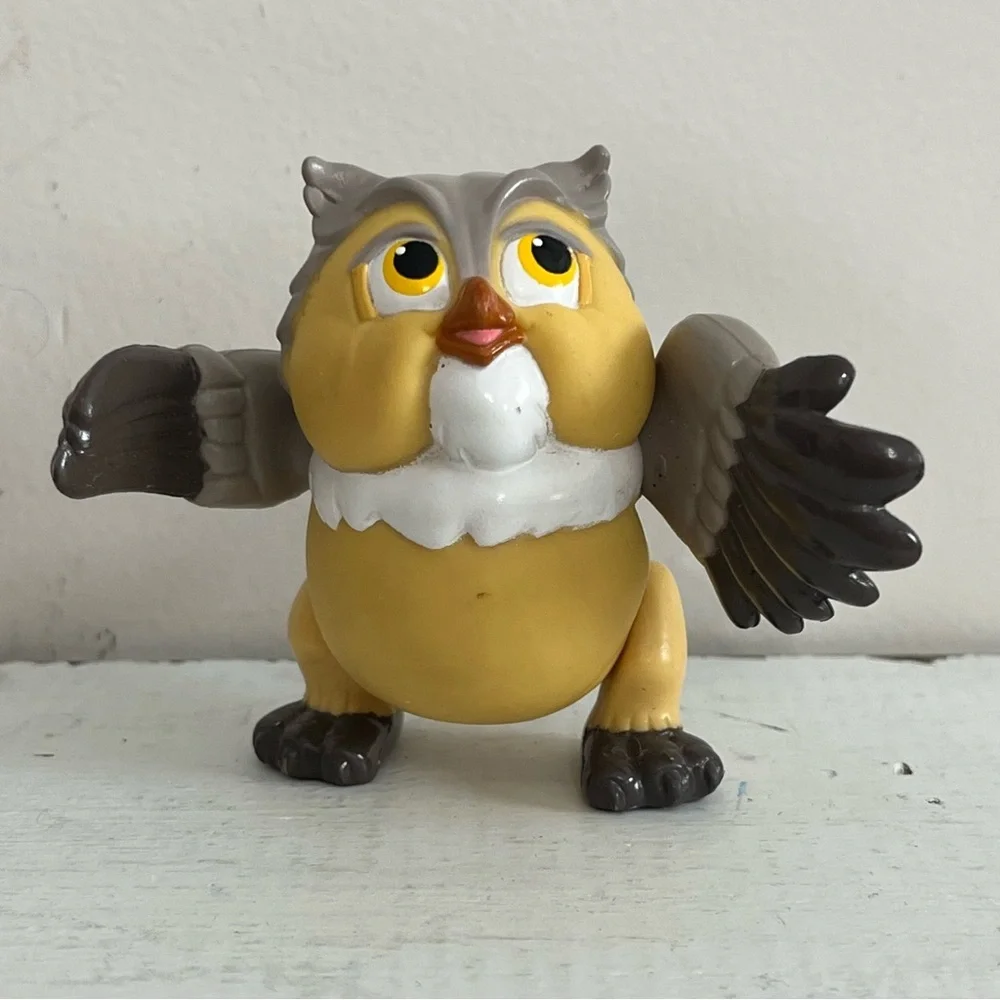 Vintage 1988 Disney Bambi Owl PVC Toy Wings Move Vintage Toy Figure‎ Cake Topper